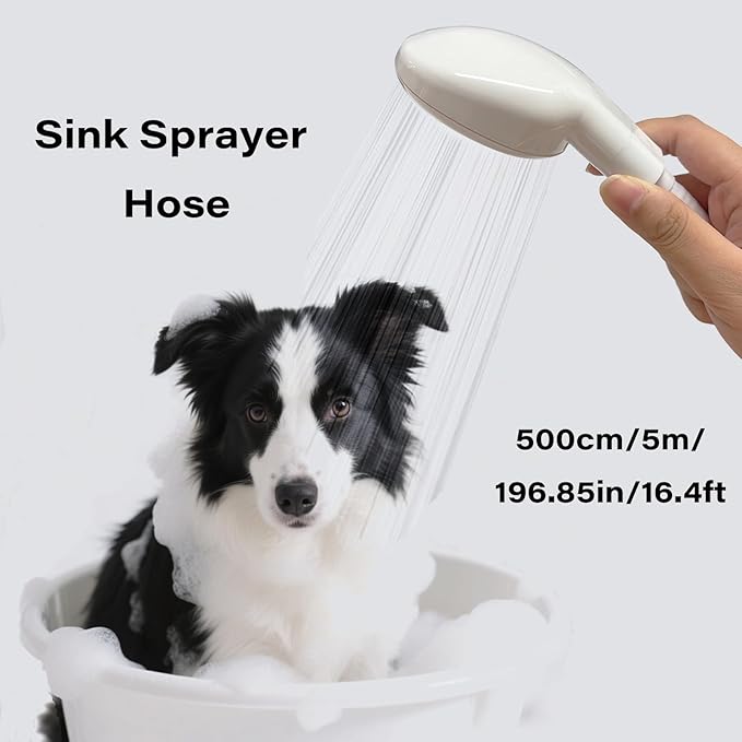 16.4FT/5M Sink Spray Hose,Faucet Sprayer Hose,Sink Hose Attachment for Portable Hand Held Shower Head Sprayer,Shampoo Sprayer Hose for Bathing Baby,Pets,Washing Hair,Rinsing Vegetables