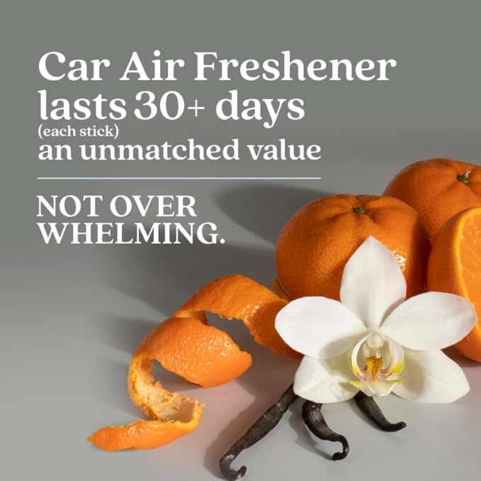 Enviroscent Non-Toxic Car Air Freshener (Black Vanilla & Mandarin) Natural Car Air Freshener | Essential Oil Diffuser | Car Scent Lasting Over 180 Days | 3 Packs of 2 Hanging Auto Stix