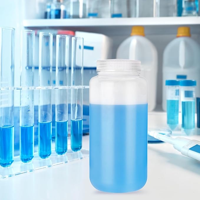 3 Pieces Plastic Reagent Bottle,Wide Mouth Reagent Bottle with Caps Designed for Laboratories,Classrooms (Nature, 3 * 1000ML)