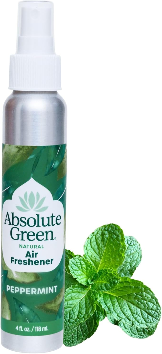 Absolute Green Air Freshener Room Spray, Covers Odors, Non-Toxic, Safe around Kids +Pets, Natural Peppermint Scent 4oz (Pack of 1)