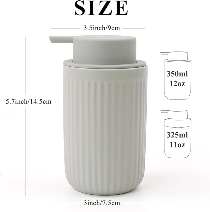 BosilunLife Foam Hand Soap Dispenser - Ceramic Foaming Soap Dispenser for Bathroom 12oz Refillable Liquid Lotion Soap Dispenser with Rust-Proof Foaming Pump for Countertop