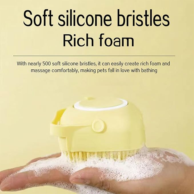 Pets Bath Brush | Scrubber for Bath | Dog Shampoo Brush | Dog Washing/Shower Brush, Suitable for Short/Long Haired Dogs, (pink) (Yellow)