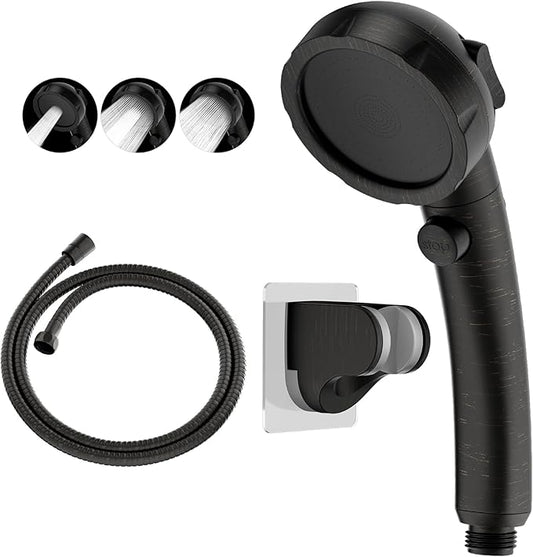 KAIYING Drill-Free High Pressure Handheld Shower Head with ON/OFF Pause Switch 3 Spray Modes Water Saving Showerhead, Detachable Puppy Shower Accessories (Oil-Rubbed Bronze)