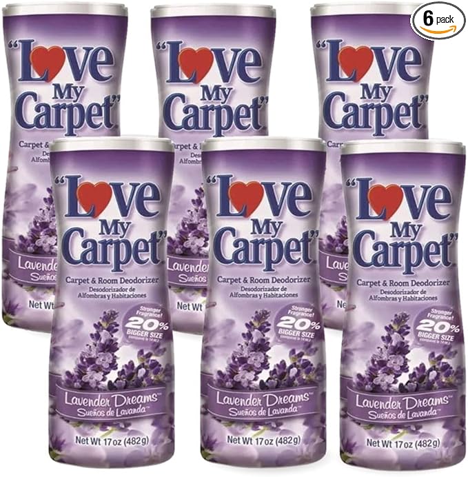 6 Love My Carpet | Carpet Deodorizer & Freshener Powder | 17 oz Pet Odor Eliminator for Strong Odor & Pet Urine | LAVENDER DREAMS | Safe for Homes with Pets