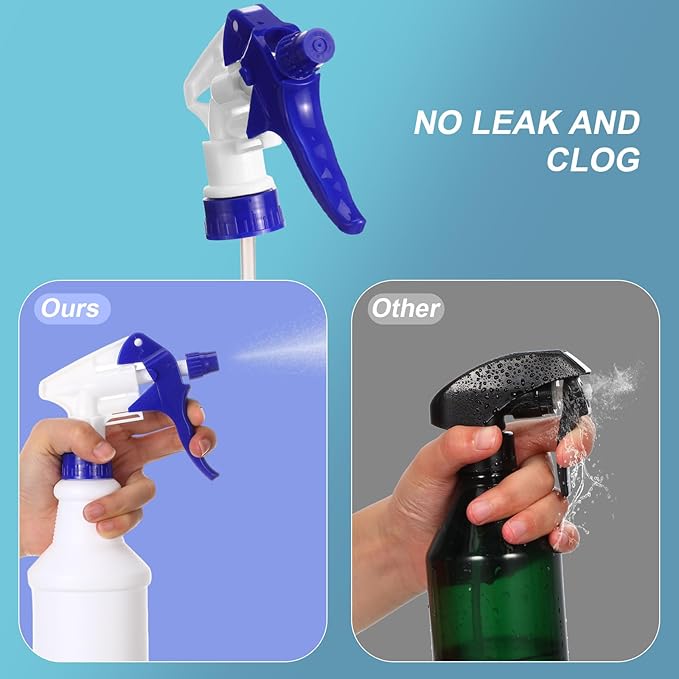 10 Pack Spray Bottles 16 Oz Empty Water Spray Bottles for Cleaning Heavy Duty Refillable Squirt ‌container with Measurements Adjustable Nozzle for Household Commercial Industrial(Blue)