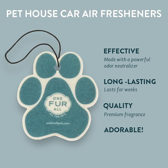 One Fur All Pet House Air Freshener - Mediterranean Sea Pack of 4 - Non-Toxic, Pet-Friendly Air Freshener for Small Spaces & Car - Hanging Odor Eliminator