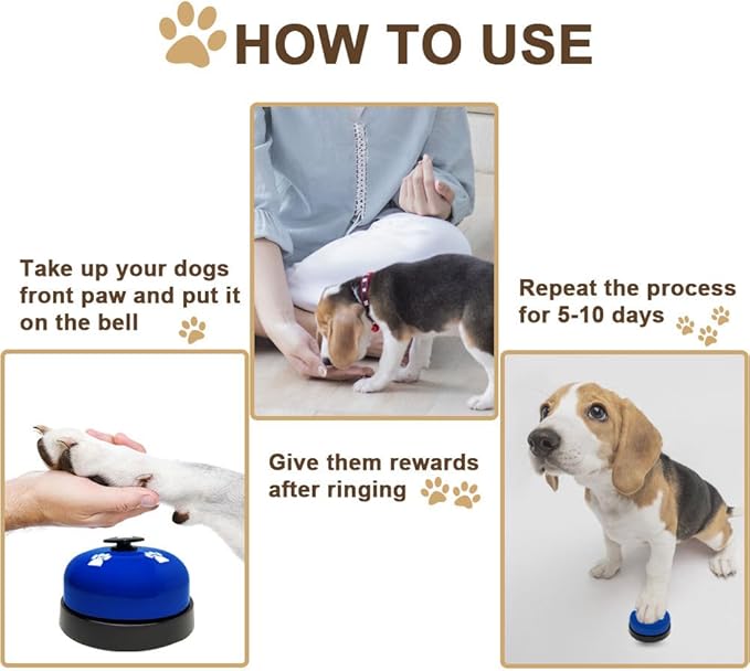 2 Pack Dog Door Bells, Dog Doorbell to go Outside Puppy Train Bell for Dogs to Ring to go Potty, Puppy Toilet Training Bell Jingle Bells for Door Knob (Dark Blue)