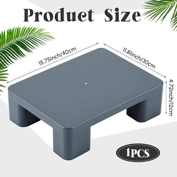 1 Pack Dunnage Rack, 15.75" Long x 11.81" Wide, 4.72" Height Plastic Dunnage Rack, 600+ Pound Capacity Storage Commercial Food Service Storage in Restaurant Kitchens Shop, Gray