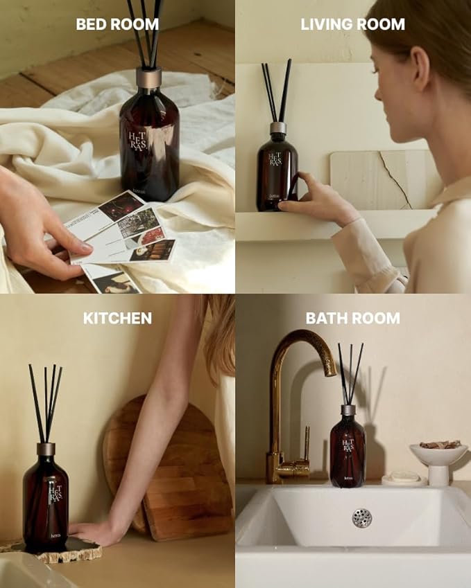 hetras Premium Reed Diffuser Set 16.9 fl.oz. 1 Pack | Pure Laundry - Fresh & Warm Scent | Long-Lasting Luxury Fragrance with 10 Reed Sticks for Home & Office | Gifts for Loved One