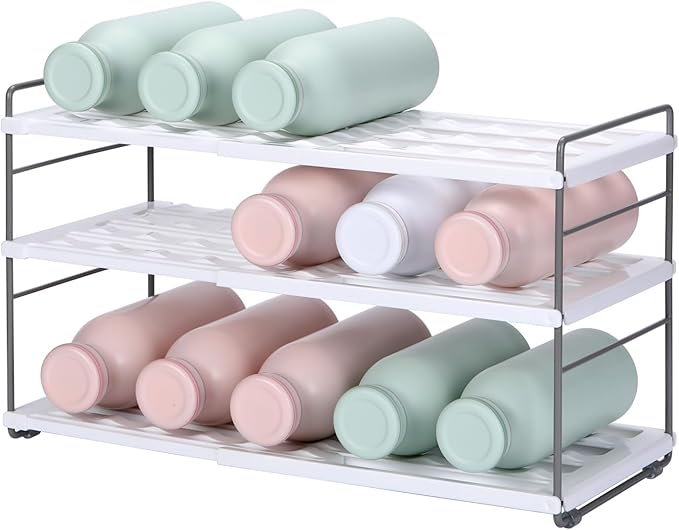 3-Shelf Water Bottle Organizer for Cabinet, Adjustable Tumbler Storage for Kitchen Organization,Drink and Water Bottle Storage for Pantry,Expandable Kitchen Organization，Water Bottle Holder