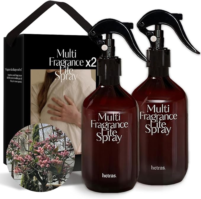hetras Multi Fragrance Life Spray 10.14 fl oz x 2 Pack | Flower Shop - Flowers & Green Grass Scent | Non-Aerosol Odor Freshener Room Mist for Room, Closet, Fabric | Infused with Essential Oils