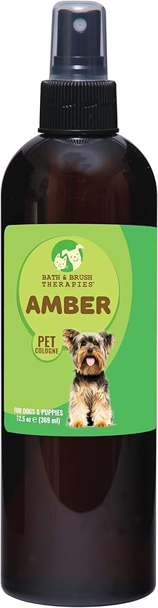 Showseason Bath & Brush Therapies® Amber Pet Cologne 12.5 oz For Dogs | Long-Lasting Odor Eliminator | Paraben-Free | Biodegradable and Non-Toxic | Made in USA