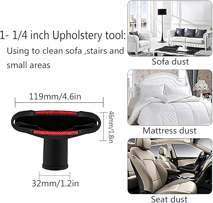 1 1/4" Vacuum Attachments Brushes for Small Shop Vac Accessories 1/4 inch or 1 3/8 inch Vacuum Cleaner Accessories