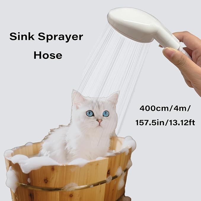 13.12FT/4M Sink Spray Hose,Faucet Sprayer Hose,Sink Hose Attachment for Portable Hand Held Shower Head Sprayer,Shampoo Sprayer Hose for Bathing Baby,Pets,Washing Hair,Rinsing Vegetables