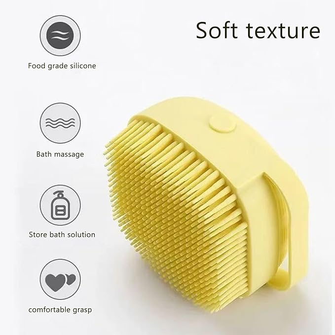 Pets Bath Brush | Scrubber for Bath | Dog Shampoo Brush | Dog Washing/Shower Brush, Suitable for Short/Long Haired Dogs, (pink) (Yellow)