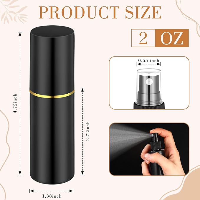 80 Pack 2 oz Plastic Spray Bottles Fine Mist Travel Spray Bottles with Pump Cap Double Cap Refillable and Reusable Empty Plastic Containers for Travel Cosmetic Essential Oils Perfume(Black)