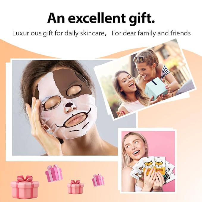 Kaely 6 Pack Kids Face Mask Spa, Animal Face Masks for Kids Teens Women Skincare, Animal Character Sheet Facial Mask for All Skin Types, Girls Night Party Skin Care Set, Birthday Christmas Gifts, 01
