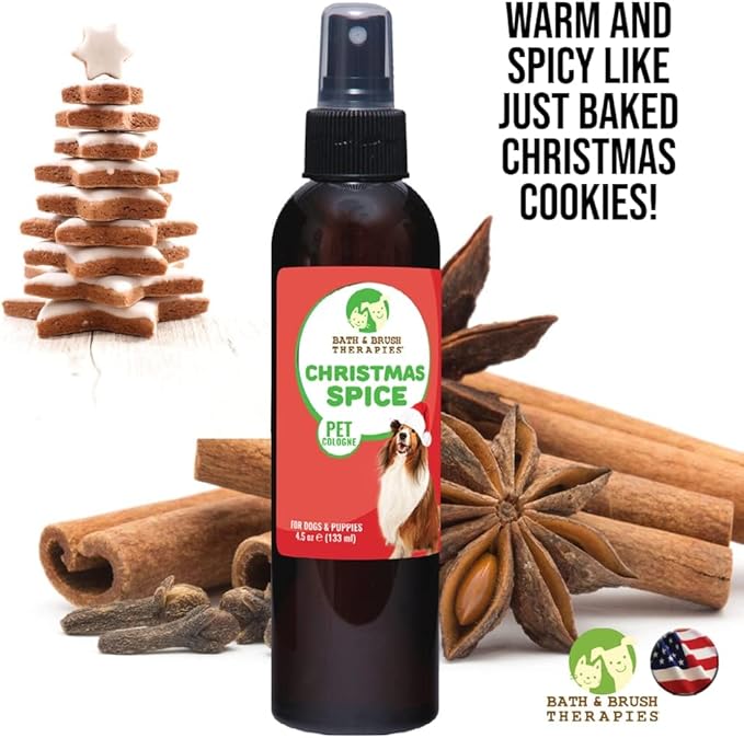 Showseason Animal Products Bath & Brush Therapies® Christmas Spice Pet Cologne 4.5 oz For Dogs | Long-Lasting Odor Eliminator | Cruelty-Free | Paraben-Free | Biodegradable | Made in USA