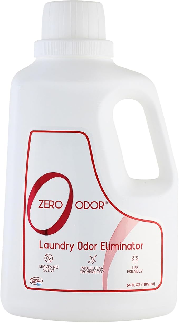 Zero Odor – Laundry Odor Eliminator - Permanently Eliminate laundry Odor – Patented Molecular Technology Best For Clothes, Towels & Linens, Shoes, Bags, Etc. - rinse and refresh Again, 64oz