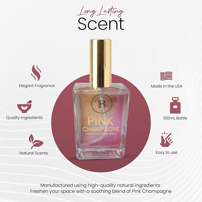 Brooklyn Fragrance Co. BFC- Watercolor Ombre Room Spray – Premium Pink Champagne Scent - Long lasting Fragrance for Home, Office or Bathroom – Air Freshener Rectangle Spray bottle – 100 ml