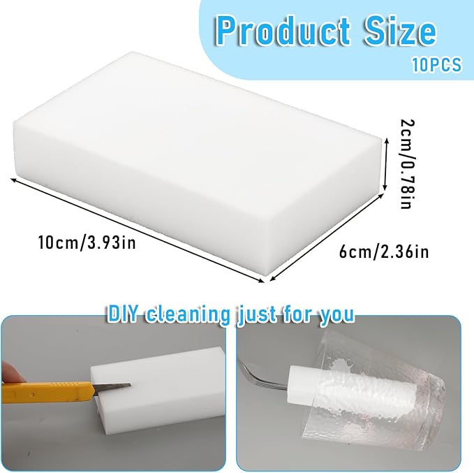 10Pcs Melamine Sponges for Multi-Purpose Cleaning Extra Thick and Long Lasting Kitchen Sponges Magic Sponge Erasers for Bathtub, Floor, Baseboard, Bathroom, Kitchen and Wall Cleaner
