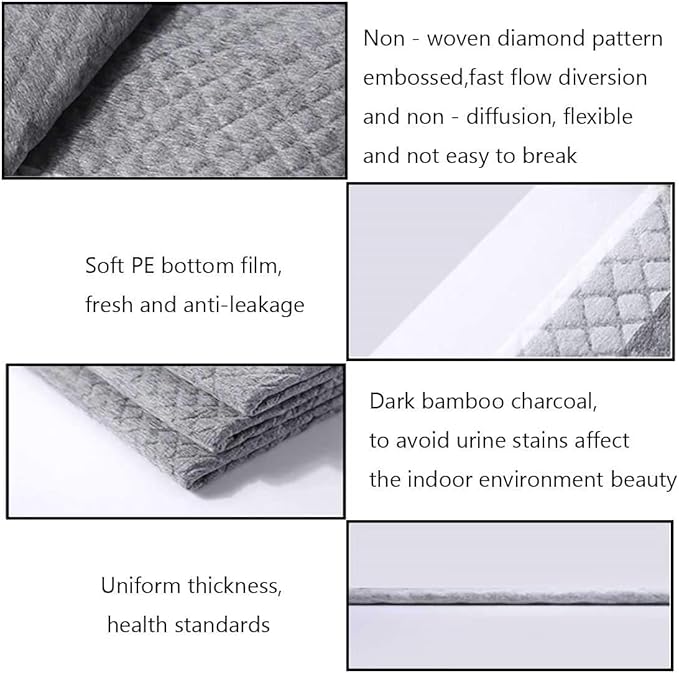 kathson Rabbit Pee Pads Disposable Cage Liners 40PCS All Absorb Black Carbon Odor Control Bunny Training Accessories with Quick-Dry Surface for Puppy Guinea Pig Kitten Hedgehog Small Animals