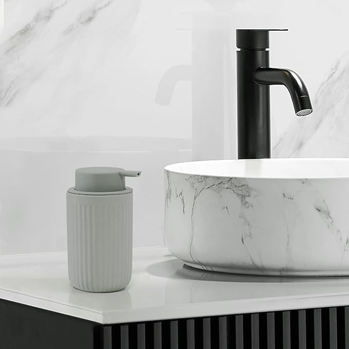 BosilunLife Foam Hand Soap Dispenser - Ceramic Foaming Soap Dispenser for Bathroom 12oz Refillable Liquid Lotion Soap Dispenser with Rust-Proof Foaming Pump for Countertop