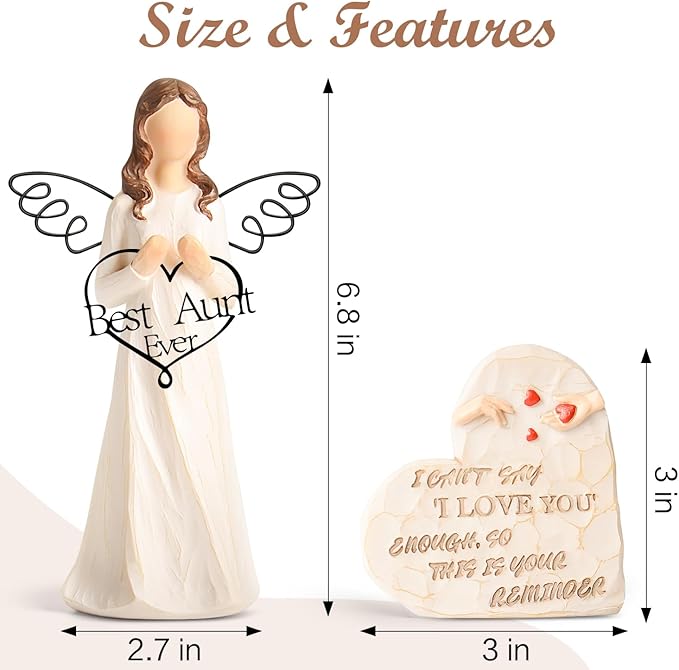 Best Aunt Ever Gifts Figurines - Gifts for Aunt from Niece Nephew Aunt Birthday Gifts for Aunt Sculpted Hand-Painted Staute Birthday Christmas Thanksgiving Day Gifts for Auntie Unique