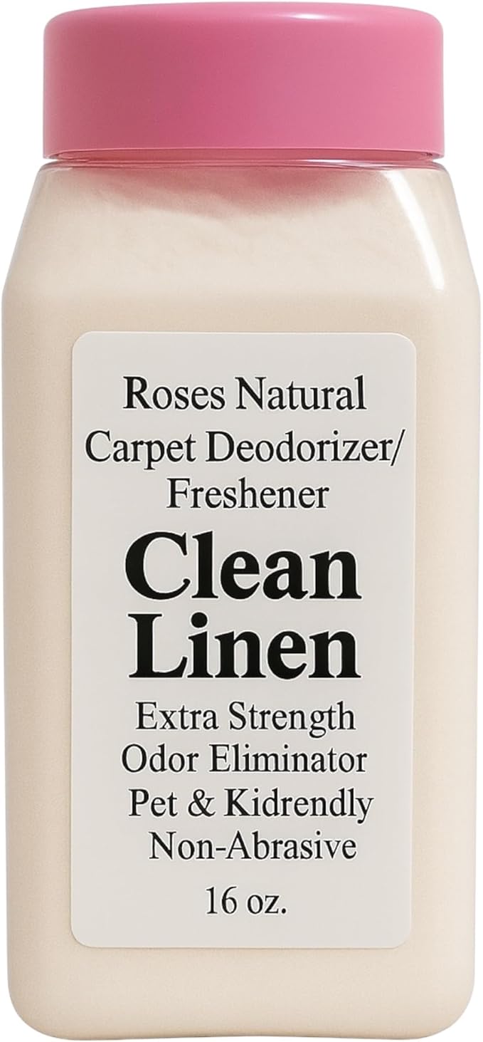 Carpet Deodorizer Powder – Clean Linen Scent, Extra Strength Odor Eliminator, Pet & Kid Friendly, Non-Toxic, 16 oz