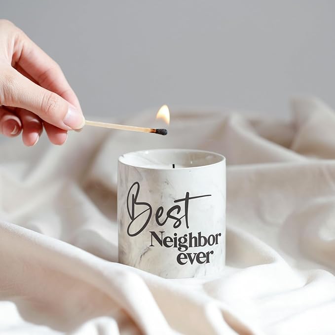 Best Neighbor Ever Gifts-6 oz Scented Candle Lavender Hello Neighbor Gifts for Neighbors New Neighbor Welcome Gift Funny Candle Goodbye Moving Housewarming Presents for New House for Neighbor