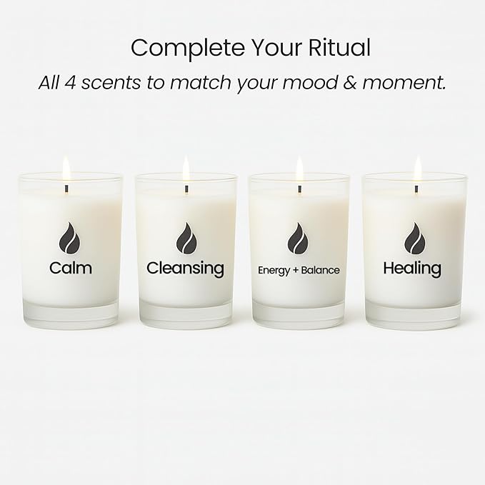 Natur IX Cleansing Scented Candles for Home | Sage & Palo Santo | Natural Non Toxic Soy Candles with Essential Oils | 50 H Long Burning | (Calm | Lavender, Basil & Jasmine)