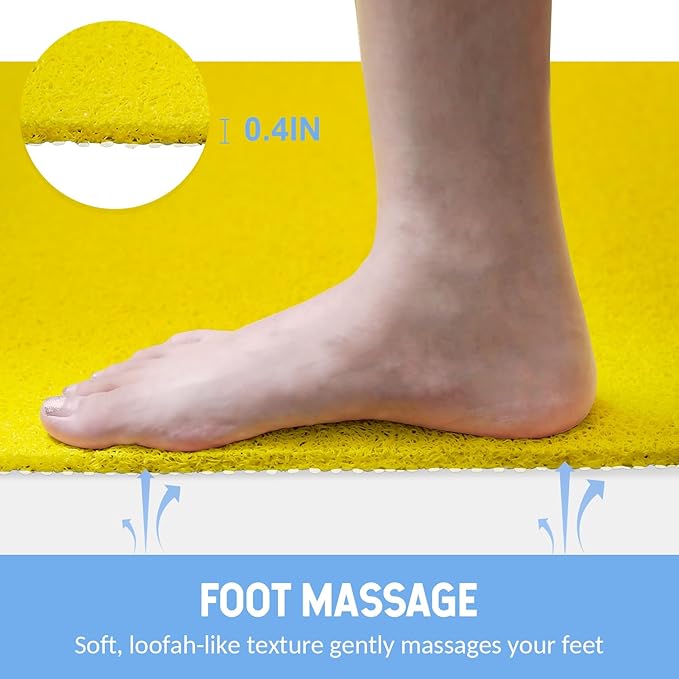 Non-Slip Bathtub Mat, Anti Slip Shower Mat, Fast Drying Bathtub Mats, Foot Scrubber Mat, Anti Slip Mat for Tub, Floor, Bathroom, Kitchen, Home, Hotel (Yellow 24"×16")