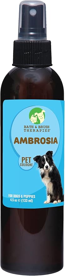 Showseason Bath & Brush Therapies® Ambrosia Pet Cologne 4.5 oz For Dogs | Long-Lasting Odor Eliminator | Cruelty-Free | Paraben-Free | Biodegradable and Non-Toxic | Made in The USA