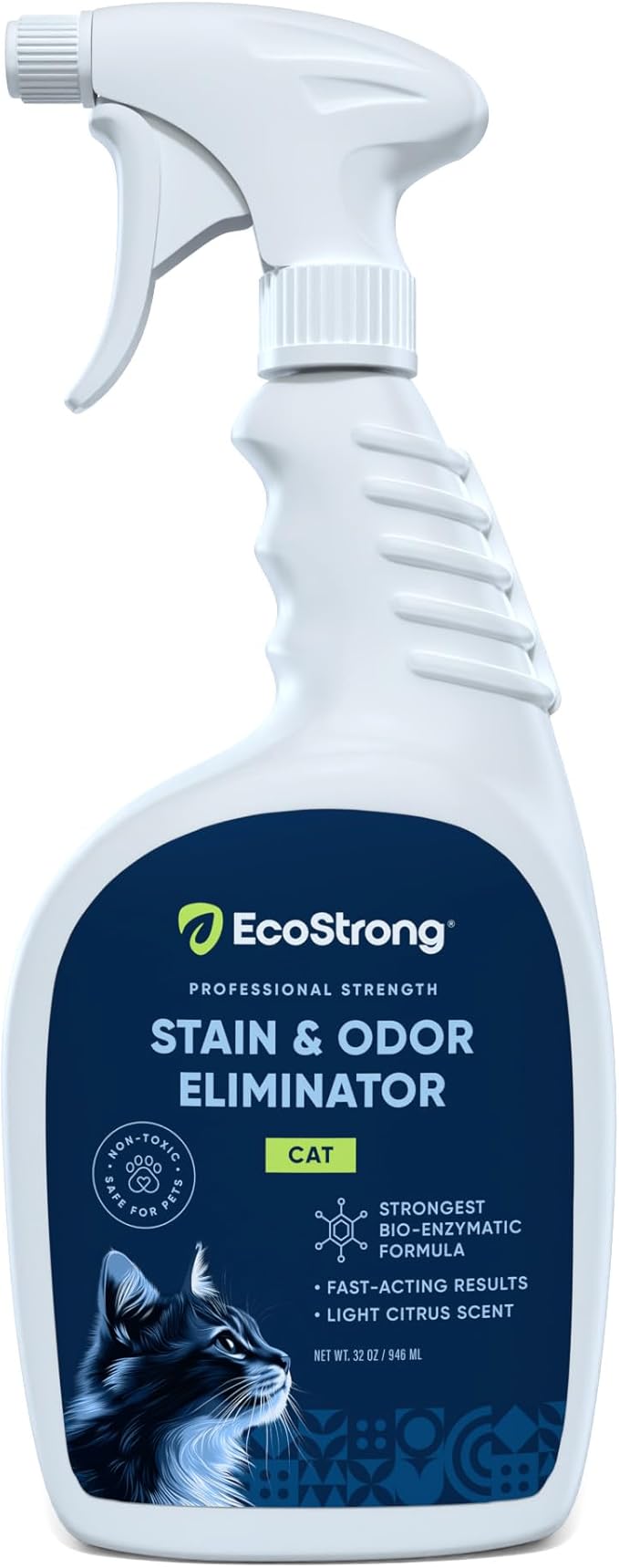 Cat Stain And Odor Remover | Enzyme Urine Odor Neutralizer - Stain Remover for Carpet, Litter Boxes, Bedding, and Laundry [Citrus Scent, 32 oz. Spray]