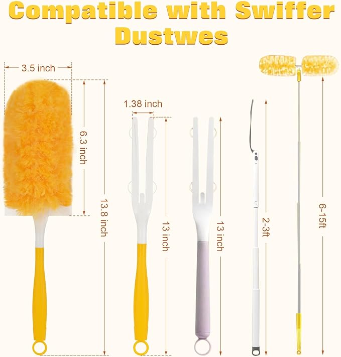 360° Heavy Duty Duster Refills for Swiffer Duster,30 Pack & 1Handle 4X Faster Electrostatic Deep Duster Kit for Cleaning, Pet Hair, Blinds & Car Vents,Lasts 2+ Months, Eco-Friendly & Gift-Ready