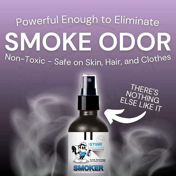 The Stink Solution Smoke Odor Eliminator Spray - Completely Remove Smoke Smell From House, Car, Clothes, Hair, & More - Best Odor Eliminator For Smoke - Bamboo Teak, Sky Blue, & Unscented 4 oz Bottles