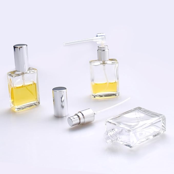 20 Pcs 15ml Clear Glass Fine Mist Atomizer Spray Bottles with 10 Funnels 10 Droppers 10 Dispensers Empty Glass Perfume Atomizer Refillable Mini Perfume Bottle for Fragrance Essential Oils