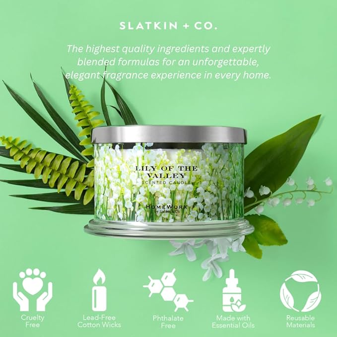 HomeWorx by SLATKIN + CO. Candle- Lily of The Valley, 18 oz. Premium Scented Candle - 30-55 Hours Burn Time