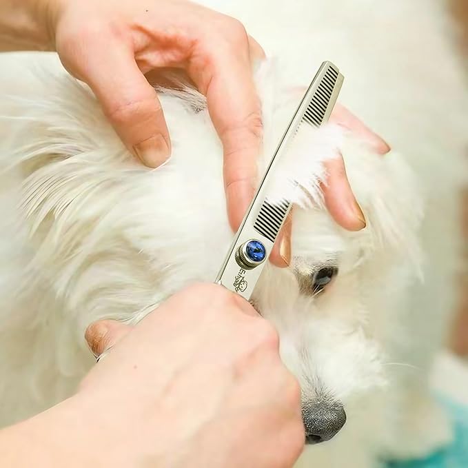 7" Thinning Shears for Dogs – 50 Teeth Thinning Scissors for Pet Grooming, Precision Blending Scissors for Dogs and Cats, 440C Stainless Steel, Texturizing Shear with Comfortable Grip