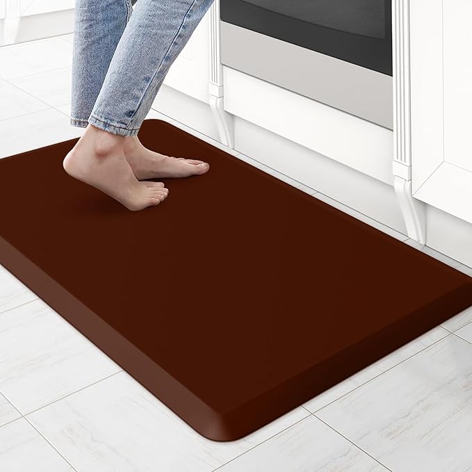 KitchenClouds Kitchen Mat Cushioned Anti Fatigue Rug 17.3"x28" Waterproof, Non Slip, Standing and Comfort Desk/Floor Mats for House Sink Office (Coffee)