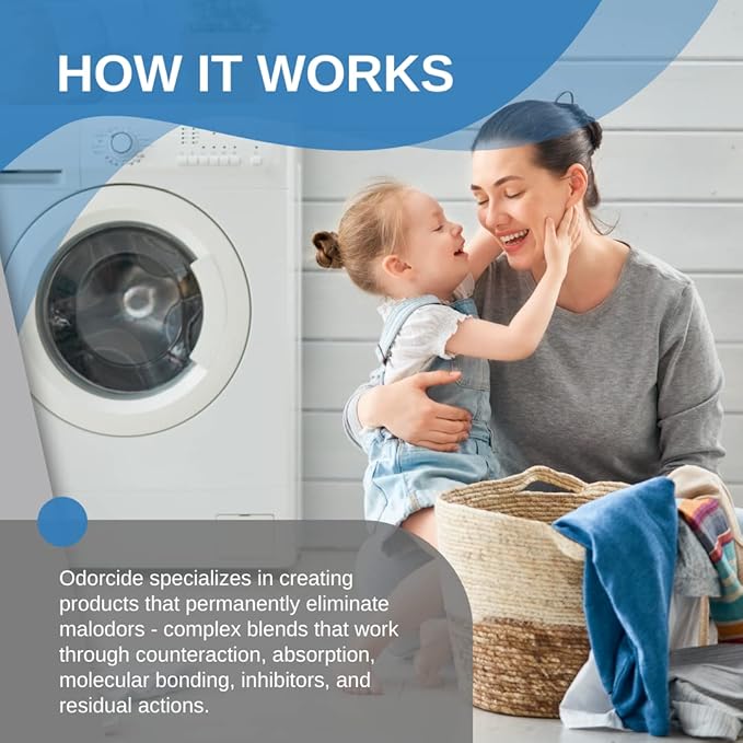 Odorcide Concentrated Fresh Linen Scent Laundry Odor Eliminator for Strong Odor, All Laundry Uses – Safe, Non-Enzymatic Odor Neutralizer – Laundry Odor Remover for Smoke, Sweat & Pet Odors (16oz)