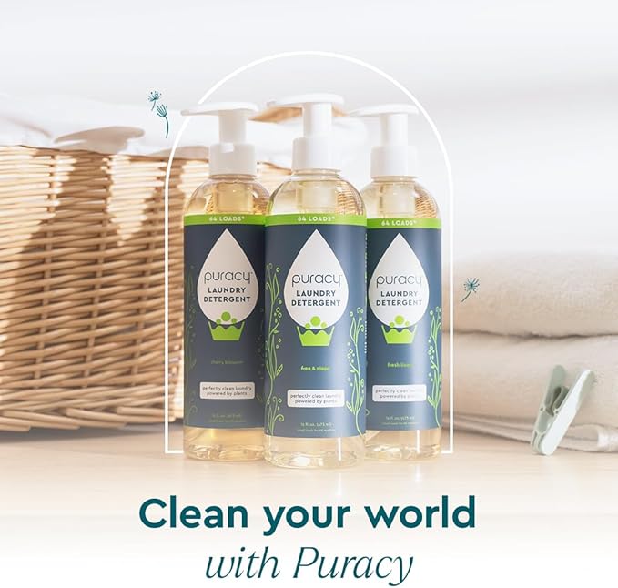 Puracy Laundry Detergent Refill - Enzyme-Powered Liquid Detergent Concentrate, Natural Laundry Detergent Seen on TikTok, Non-Toxic (Free & Clear, 48 fl oz, 192 Loads)