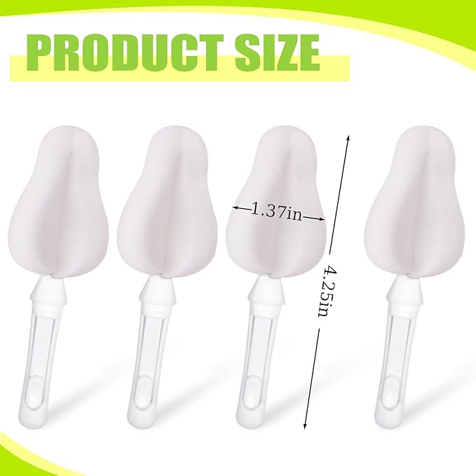 INVODA Nipple Brush Replacement Heads 8PCS Sponge Bottle Brush Head Baby Bottle Nipple Cleaner Detachable Nipple Brush Refill Replacement Head (White)