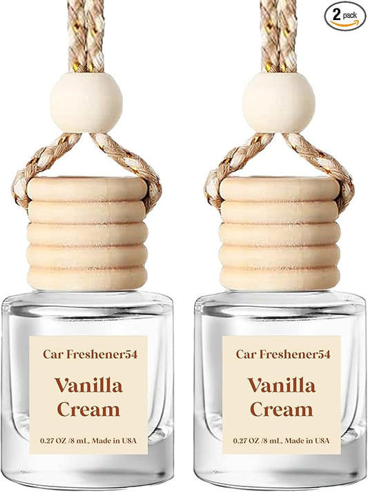 C Classy Car Air Freshener Hanging 2 Pack,Vanilla Cream Air Freshener Diffuser for Cars, Long-Lasting Fragrance, C ar Fresheners,Car Air Fresheners for Women & Men Gift, Made in USA