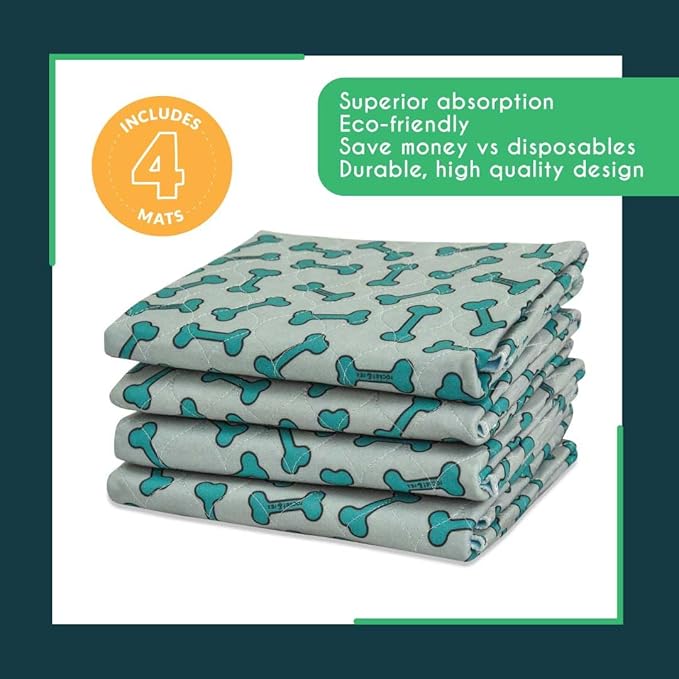 rocket & rex Premium Washable Pee Pads for Dogs, Waterproof & Reusable Puppy Pads for Potty Training, Whelping, Lining Crates & More, Guaranteed for up to 300 Washes, 30" x 36" (Pack of 4)