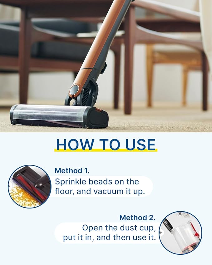 Generic Clean & Scent Vacuum Cleaner Citrus Air Freshener Beads Pak of 3 1.06oz Odor Eliminator for Kitchen, Bathroom, Garage Fresh Dust Bin for Shark, Dyson, Bissell, Dustbuster, Yellow