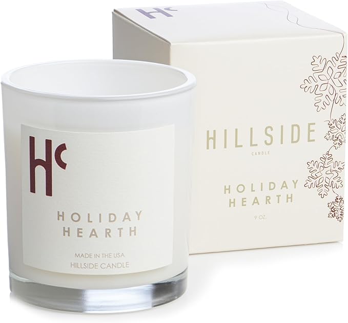 Holiday Hearth Single Wick Soy Candles, Luxury Scented Candles for Home - Up to 60 Hour Burn Time, Cruelty-Free Soy Wax Blend - Frosted Sugar Plum & Cinnamon Fragrance (9 oz)
