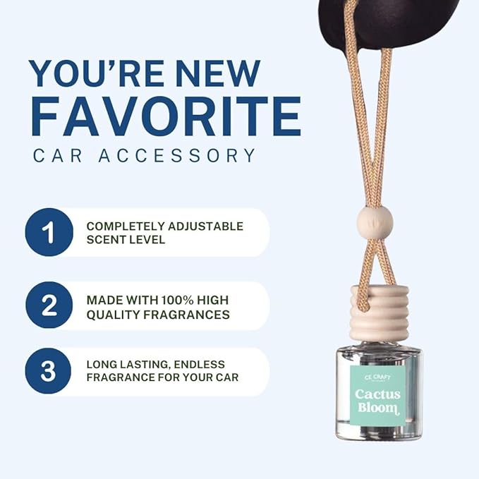 CE Craft Hanging Car Air Freshener – Fragrance Oil Diffuser with Essential Oils – Long-Lasting Aromatherapy Scents for Automobiles – 4 Pack, Floral