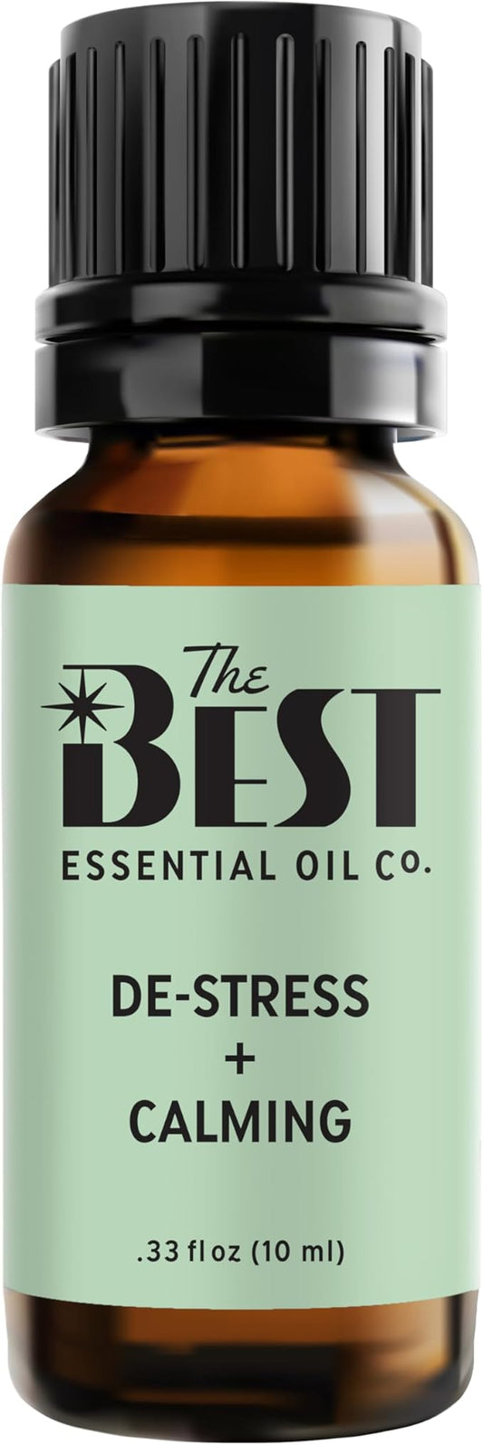 The Best De-Stress + Calming Essential Oil Blend- Premium Grade- 100% Pure & Natural for Aromatherapy, Diffuser, Spa, Massage, Air Freshener- 10 ml (.33 fl oz)