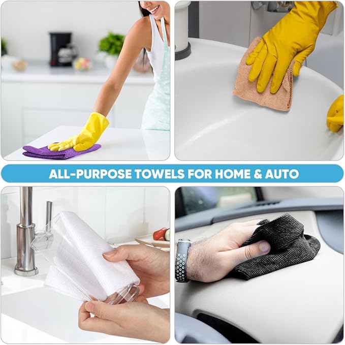 AIDEA Microfiber Cleaning Cloth Roll, 75PK, Reusable Paper Towels Tear Away Cloth, Microfiber Towels for Cars, Lint Free Cleaning Rags for House, Kitchen, Window, 11.5"×11.5", Purple